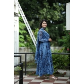 A TO Z CART Navy Blue Flared Georgette Womens Stitched Ethnic Gown ( Pack of 1 ) - None