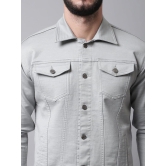 Rodamo Men Grey Denim Cotton Jacket with Patchwork