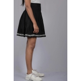 Solid Skirt For Women Black Pleated Knee Length Skirt (OTLKT1006)-Black / L