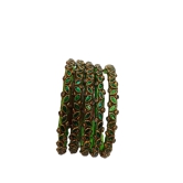 Stunning Green Bangle Set with Rhinestone Accents