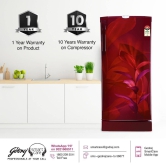 Godrej 210 L 5 Star Inverter With Jumbo Vegetable Tray Direct Cool Single Door Refrigerator (RD EDGEPRO 225E 53 TAI MN WN, Marine Wine)