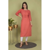 Estela Cotton Blend Printed Straight Womens Kurti - Orange ( Pack of 1 ) - None