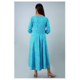 Lee Moda - Turquoise Cotton Women's Flared Kurti ( Pack of 1 ) - XL