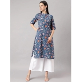 Divena - Blue Cotton Womens Straight Kurti ( Pack of 1 ) - None