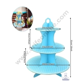 Cake Decor™ 3 Tier Small Polka Dots Printed Round Cardboard Cupcake Stand-SKY BLUE