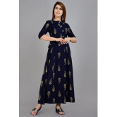 Smien - Blue Rayon Women''s Flared Kurti ( Pack of 1 ) - None