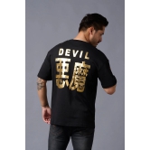 Chinese DEVIL (Gold Foil Print) Black Oversized T-Shirt for Men XXL