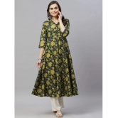 miravan - Green Cotton Womens Flared Kurti ( Pack of 1 ) - None