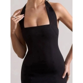 clafoutis Lycra Solid Mini Womens Bodycon Dress - Black ( Pack of 1 ) - None