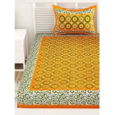 unique choice Cotton Abstract Printed Single Bedsheet with 1 Pillow Cover - Yellow - Yellow