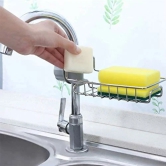 Stainless Steel Sink Caddy Organizer Compact Clip-On Storage for Soap