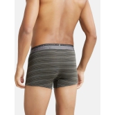 Jockey US68 Men Super Combed Cotton Elastane Stripe Trunk with Ultrasoft Waistband - Deep Olive - None