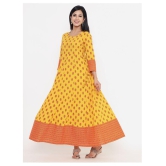 Kbz Yellow Cotton Anarkali Kurti - M