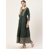 Kbz - Green Cotton Women's Flared Kurti with Dupatta ( Pack of 1 ) - None