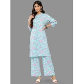 Janasya Womens Sky Blue Crepe Digital Printed Co-ords Set - None