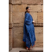 Midnight blue kurta set with dupatta-S