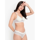 KYODO - Light Grey Molded Cups Lace Women's Bra & Panty Set ( Pack of 1 ) - None