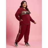 AUSTIVO Maroon Embellished Joggers Top Set - None