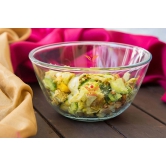 Femora Borosilicate Glass Microwave Safe Mixing Bowl 1050 ML, Serving Casserole 700 ML Set of 2 (Transparent)