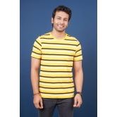 Mens Yellow Striped Crew Neck T-Shirt