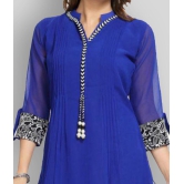 Meher Impex - Blue Georgette Women''s Straight Kurti ( Pack of 1 ) - S