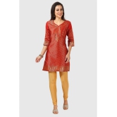 Meher Impex - Rust Art Silk Womens A-line Kurti ( Pack of 1 ) - None