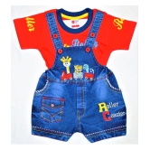 Wise Guys - Red Denim Baby Boy,Baby Girl Dungaree Sets ( Pack of 1 ) - None