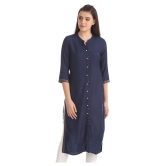 Anahi - Blue Rayon Women's Front Slit Kurti - S