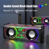 V8 Transparent Mecha Music Speaker Bluetooth 5.0 Wireless Subwoofer with RGB Light-White