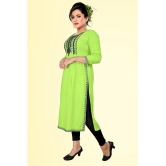 haya fashion - Lime Green Rayon Women's Straight Kurti ( Pack of 1 ) - None