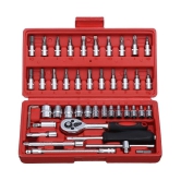 46 in 1 Pcs Tool Kit & Screwdriver and Socket Set Multi Purpose Combination Tool Case Precision Socket Set - Multicolor