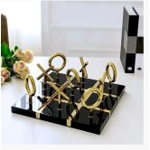 Luxury Tic Tac Toe Set-Black / Metal | Gloss Finish / 13 x 13 ( Inches)