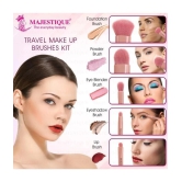 Majestique Travel Friendly Make-Up Kit with Mirror, Ultra-Soft Bristles for Face, Lip Eye - 6 Pcs