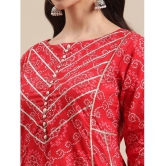 Varanga Cotton Printed Flared Womens Kurti - Red ( Pack of 1 ) - None