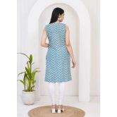 Frionkandy Cotton Printed Straight Womens Kurti - Blue ( Pack of 1 ) - None