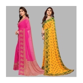 Kashvi Sarees Georgette Printed Saree With Blouse Piece - Multicolor ( Pack of 2 ) - Multicolor