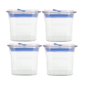 HomePro Fabio Airtight Transparent storage Plastic container pack of 4, Square, 600ml, Blue - Blue