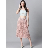 Oxolloxo Floral Printed Accordion Pleats Dobby Flared Midi Skirt