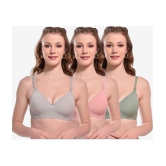 Softskin - Multicolor Nylon Heavily Padded Women's T-Shirt Bra ( Pack of 3 ) - None