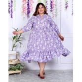 Swasti Cotton Blend Printed Anarkali Womens Kurti - Purple ( Pack of 1 ) - None