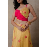 Pink and Yellow Phulkari lehenga Set-2XL