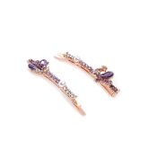 Yellow Chimes Hair Pins for Women Girls Hair Accessories for Women Hair Pin 2 Pcs Crystal Purple Peacock Shaped Cute Bobby Pins for Hair Pins for Girls Bobby Pins fro women Gift for Women and Gir