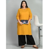 PrettyPlus by Desinoor - Mustard Rayon Womens Straight Kurti ( Pack of 1 ) - None