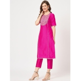 Pannkh - Pink Art Silk Womens A-line Kurti ( Pack of 1 ) - None