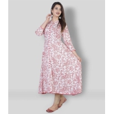 HIGHLIGHT FASHION EXPORT - Pink Rayon Women''s Front Slit Kurti ( Pack of 1 ) - XXL