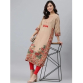 Janasya Silk Blend Printed Straight Womens Kurti - Beige ( Pack of 1 ) - None