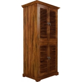 Premium Teak 4 Door Wood Wardrobe-Brown