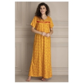 Clovia Cotton Nighty & Night Gowns - Yellow - L