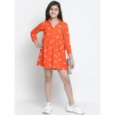 Oxolloxo Orange Floral Satin Shirt Dress