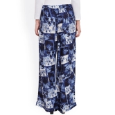 Women Blue Printed Relaxed Fit Palazzo Trousers